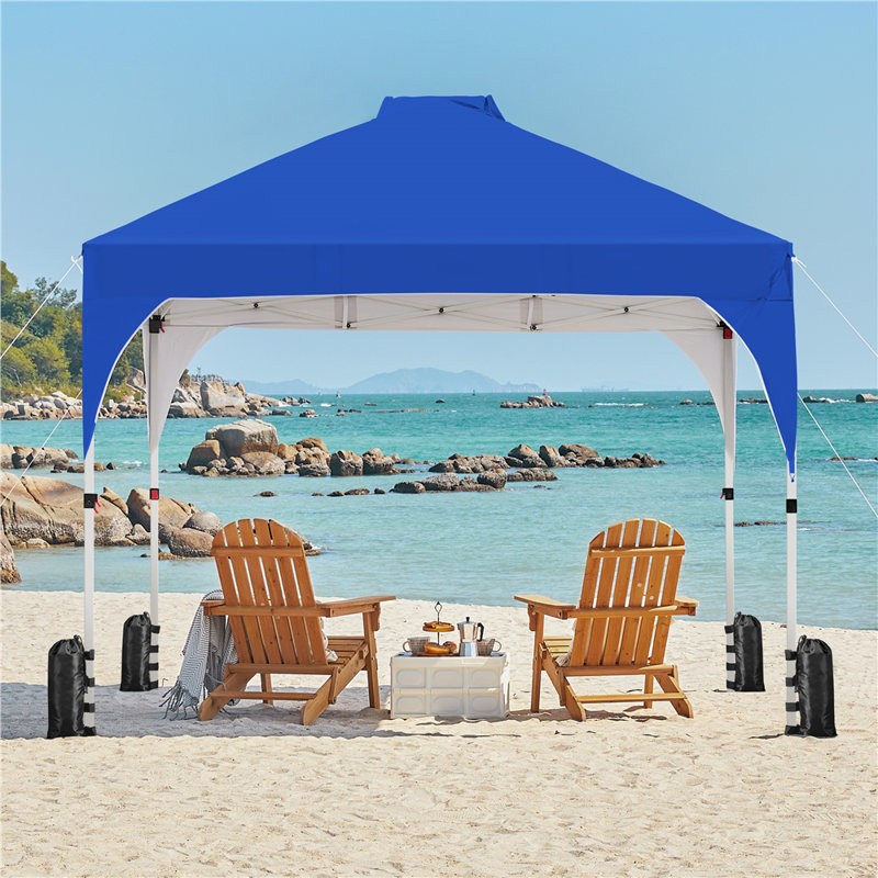 12x12 FT Pop Up Canopy Tent with Roller Bag and Sandbags, Blue