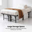 Structure de lit simple 16 po, lit pliant réglable en métal extensible sans sommier, rangement sous le lit, assemblage facile, sommier, noir-473893743
