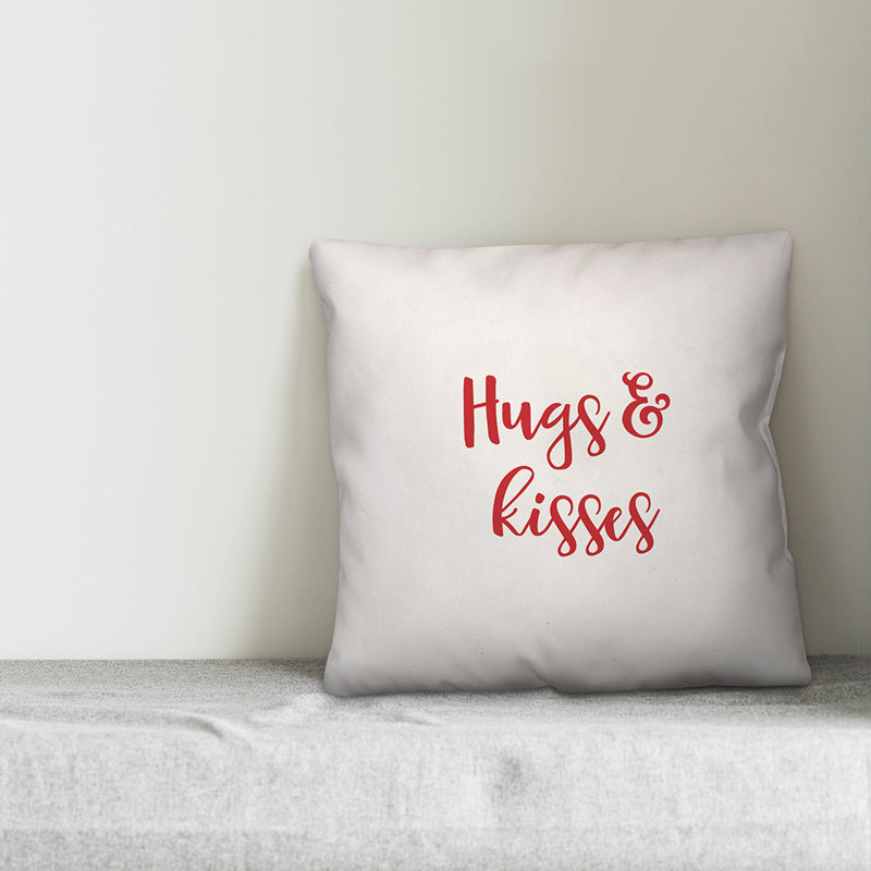  Coussin Hugs and Kisses, Blanc / rouge, Coussin décoratif