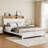 Wooden Bed with Charging Station Storage Headboard-607000855