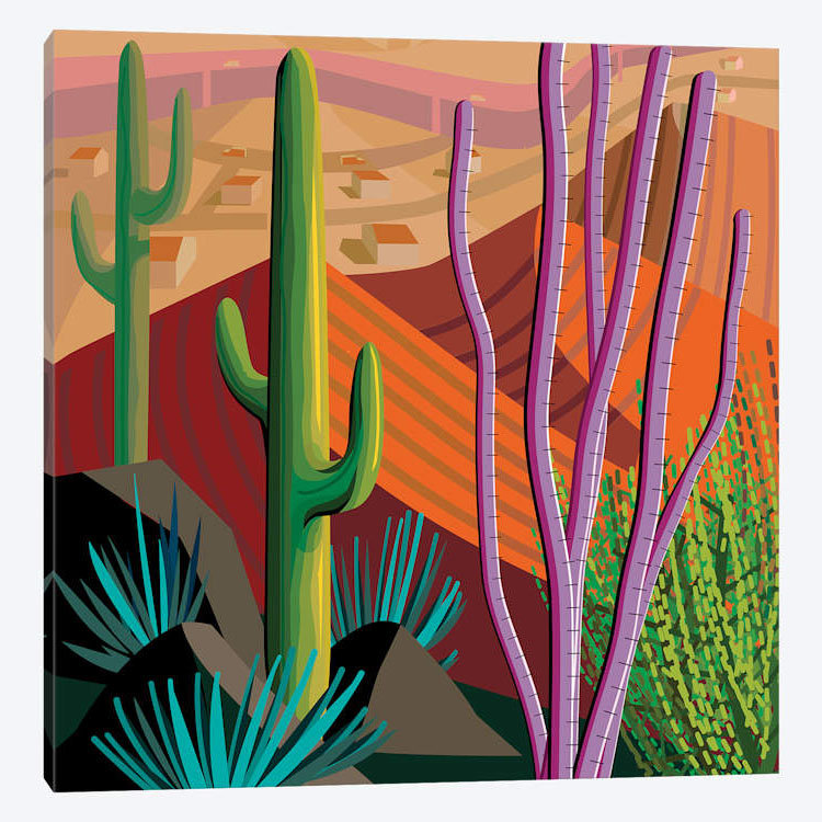« tucson, square », impression sur toile, H 37 po x l 37 po x P 1,5 po, Pas de tapis, Toile tendue