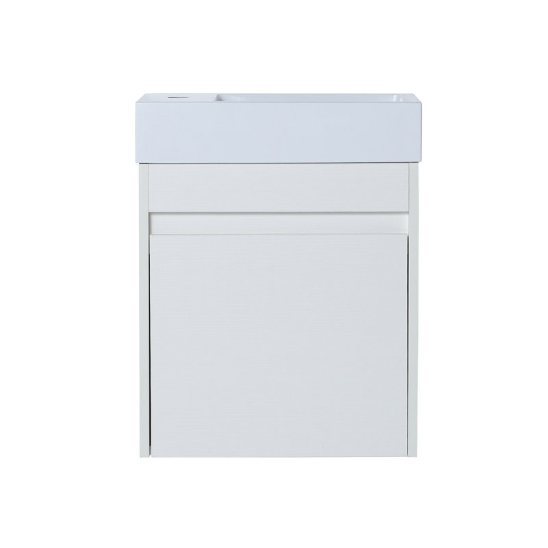 18.1'' Single Bathroom Vanity with Ceramic Top, White