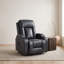 Fauteuil releveur électrique à positions infinies en similicuir gris foncé, supporte jusqu'à 159 kg, structure métallique robuste, massage par vibrations à 8 points, chauffage lombaire, port USB, porte-gobelets-17396532