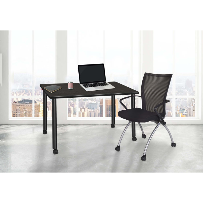 Regency Kee Mobile Desk, 29" H x 48" W x 24" D, Ash Gray/Black