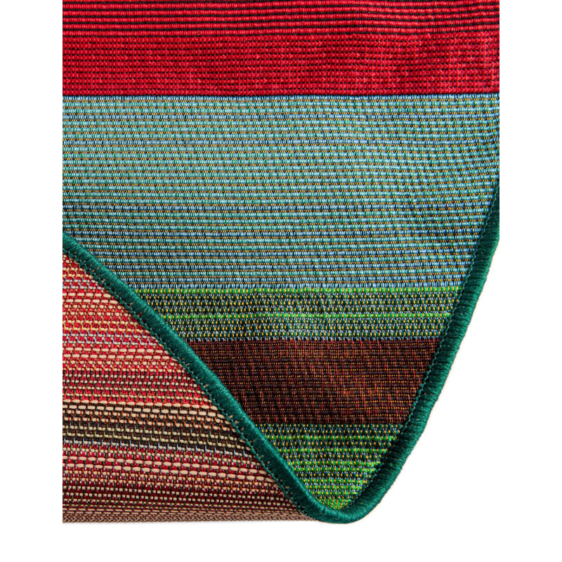 Meliton Striped Indoor / Outdoor Area Rug in Red/Green/Blue/Orange, Oval 7'1" x 10'