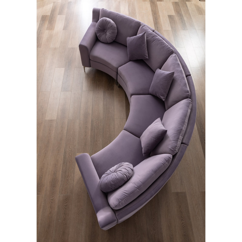 136" Wide Thistle Velvet Curved Sectional Sofa