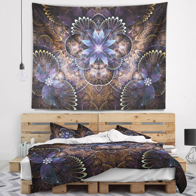Tapisserie d'art numérique à motif floral, H 32 po x l 39 po