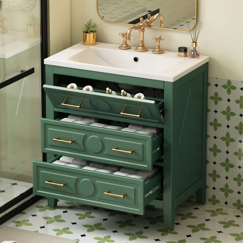30'' Bathroom Vanity with Sink Combo, Green