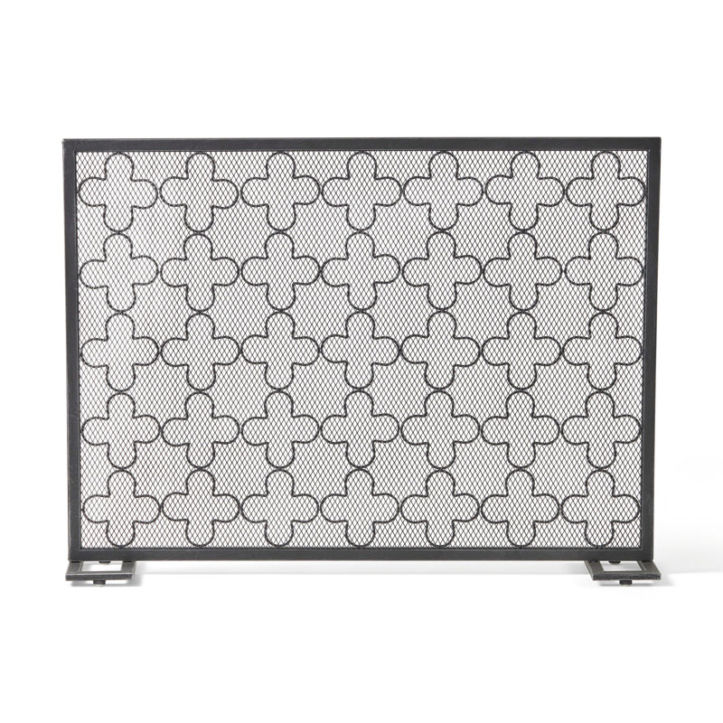 Pare-étincelles 30X41, motif de treillis trèfle classique, fer noir