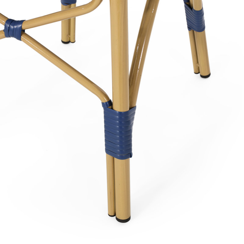 Outdoor Pe Chairs, French Style, Aluminum, Navy Blue, Print, Rust Garden Bistro Aluminum Frame, , Furniture