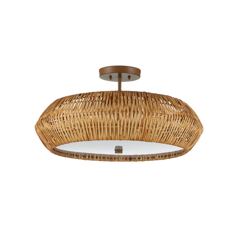 Antibes 3 - Light Semi Flush Mount, Natural, Khaki