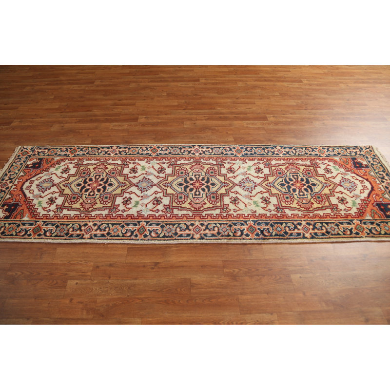 Tapis de couloir géométrique fait à la main Heriz Serapi 3 x 8