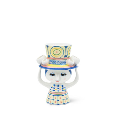 With Hat Vase H 8.1" Blue