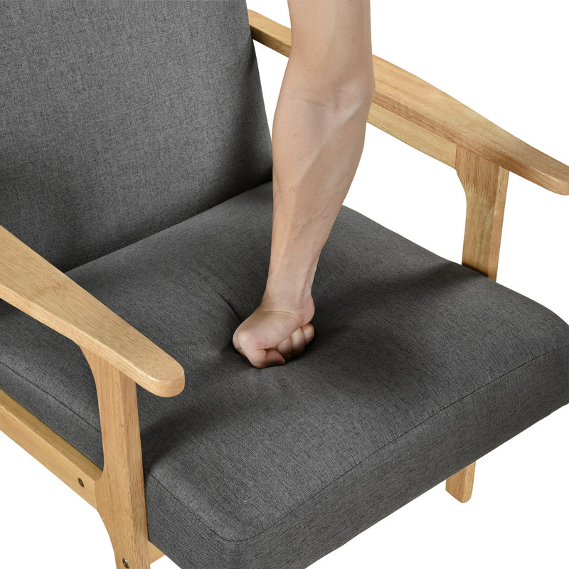 Fauteuil club Cathy, structure en bois brun naturel, Gris foncé