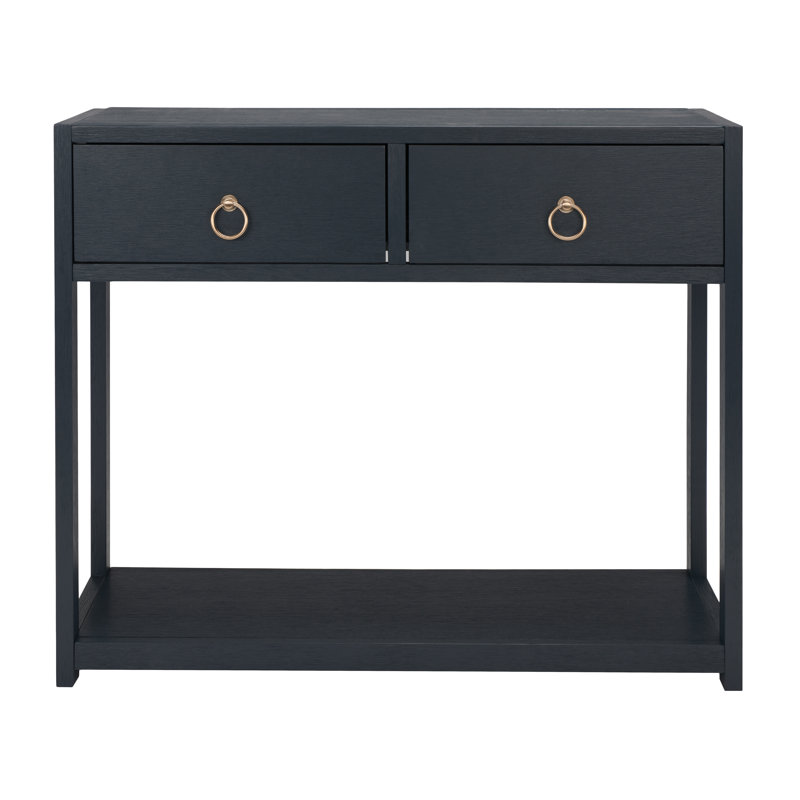 Navy Blue Wood and Metal Console Table with Storage