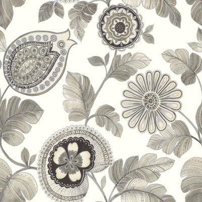 Calypso Paisley Leaf 27' L x 27" W Wallpaper Roll