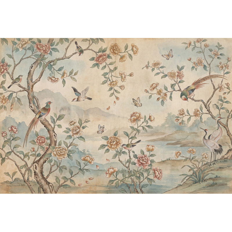 Décoration murale vintage chinois discret et discret, 140 po x 108 po, Non tissé