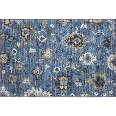 Premium Machine Washable Prisco Blue Rug
