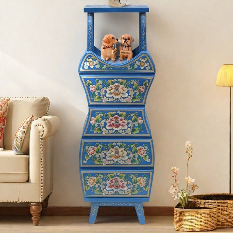 Vintage Vase-Shaped Accent Chest with 4 Drawers