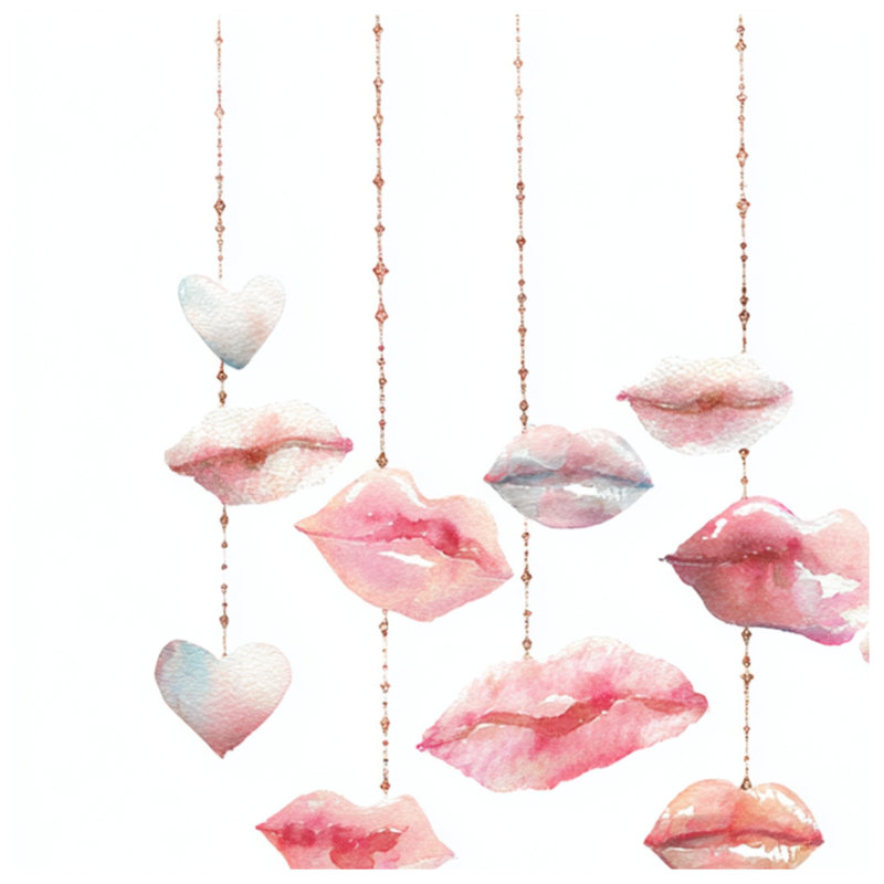 Couvertures Watercolor Lips Hearts, L 60 po x H 80 po