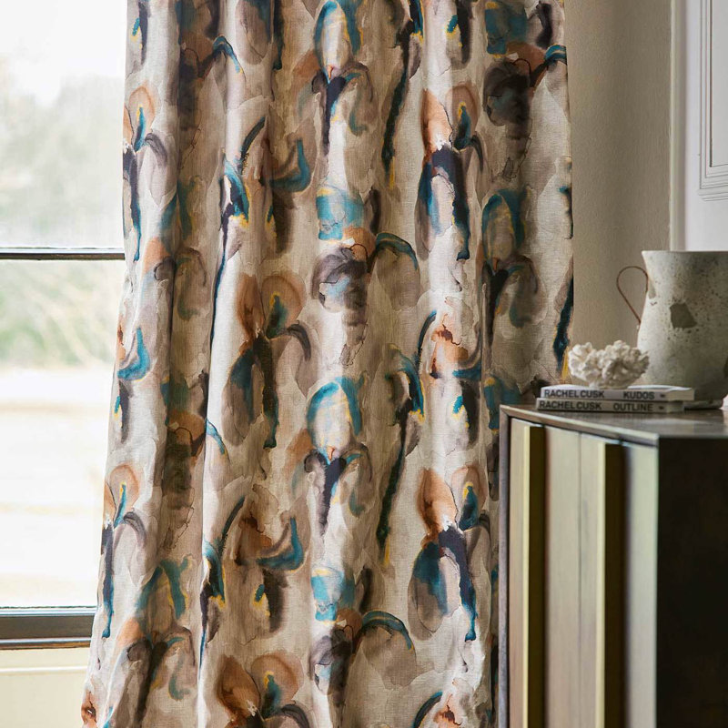 Water Iris Fabric, Peacock/Copper