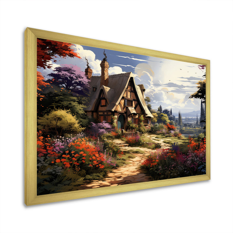 «England Quaint Villageengland Landscape I», reproduction sur toile, H 34 po x l 44 po x P 1,5 po, Encadrement doré
