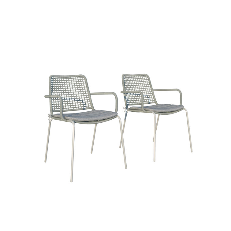 Vashon Aluminum Outdoor Stacking Dining Armchair with Cushion