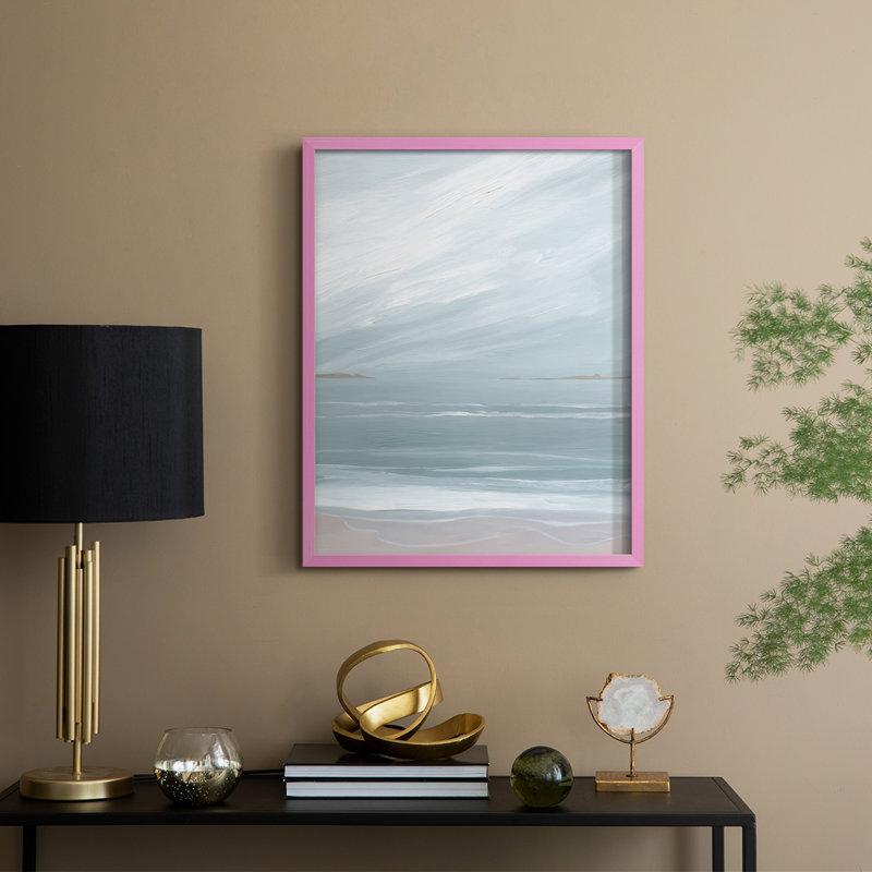 Aqua Soft Shores I, reproduction encadrée - bois massif, H 15 po x l 12 po, Rose