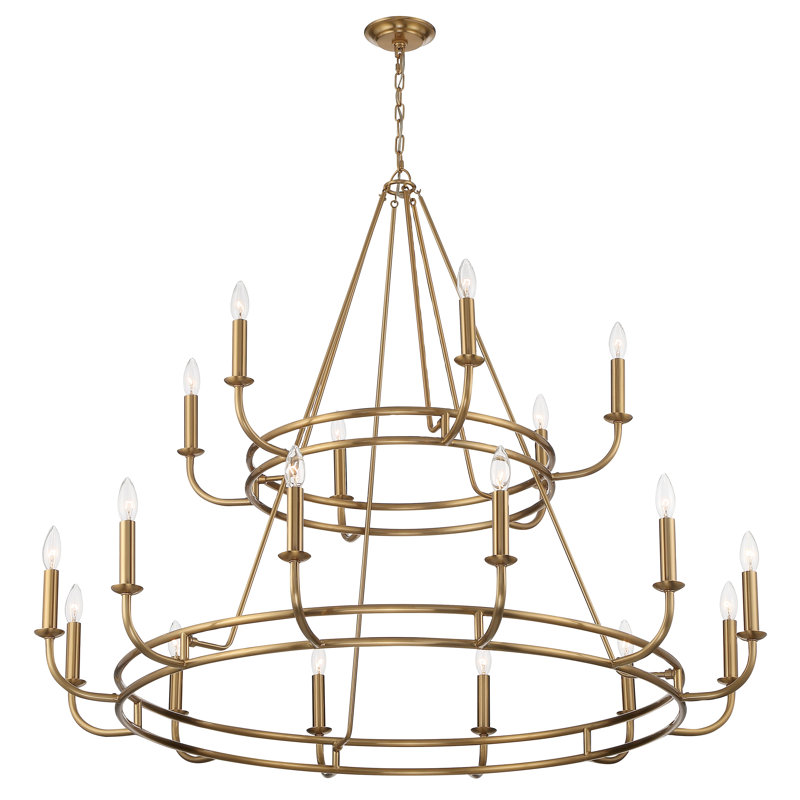 Marqua 18 - Light Dimmable Wagon Wheel Chandelier, Bronze/Gold