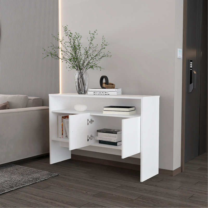Console blanche avec deux portes