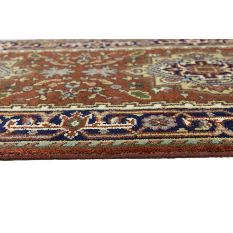 Tapis de couloir oriental rouge en laine noué à la main 2 pi 7 po x 12 pi 1 po Shirita 