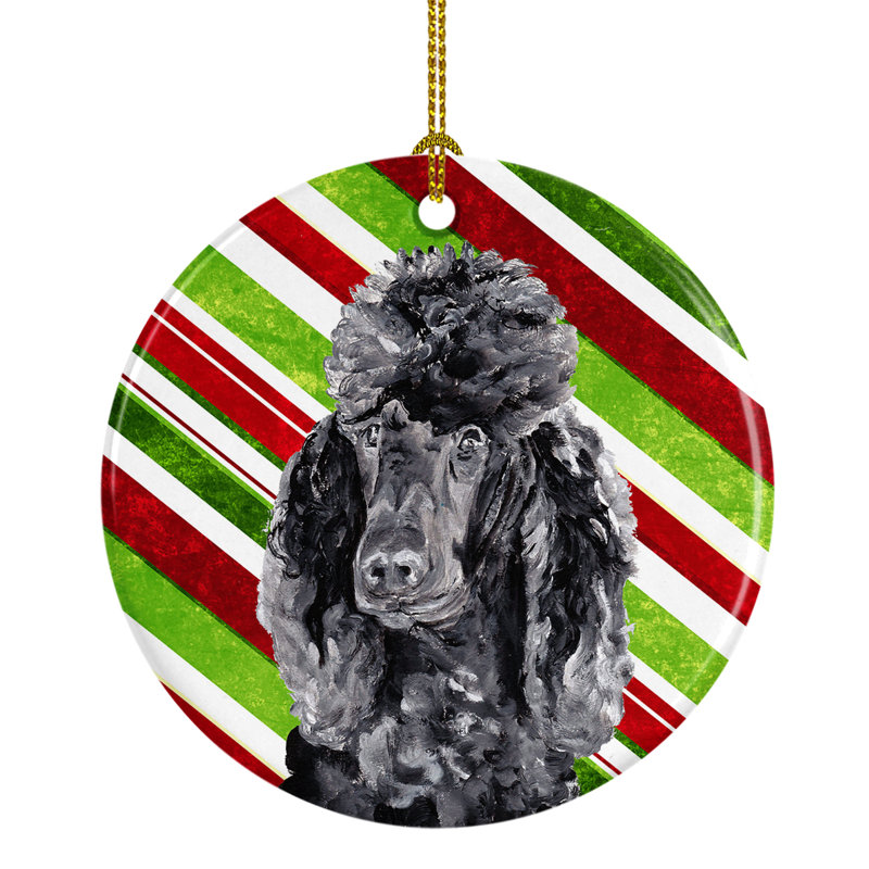 Ornement figurine suspendu en céramique de noël caniche standard