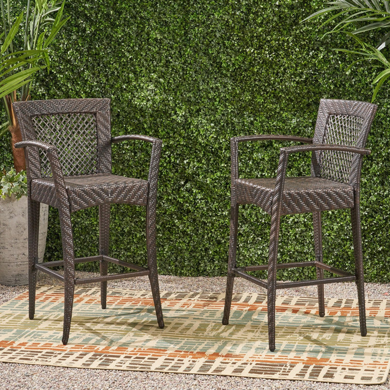 Outdoor PE rattan Barstools Set of 2