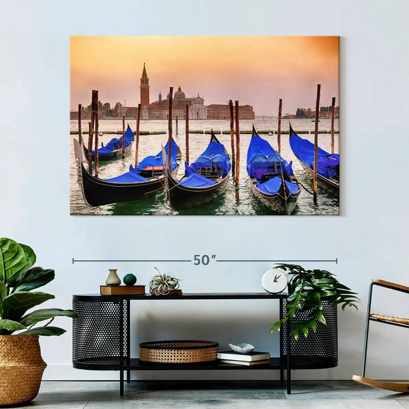 Mehar Venice Gondolas Sunset, 34" H x 51" W