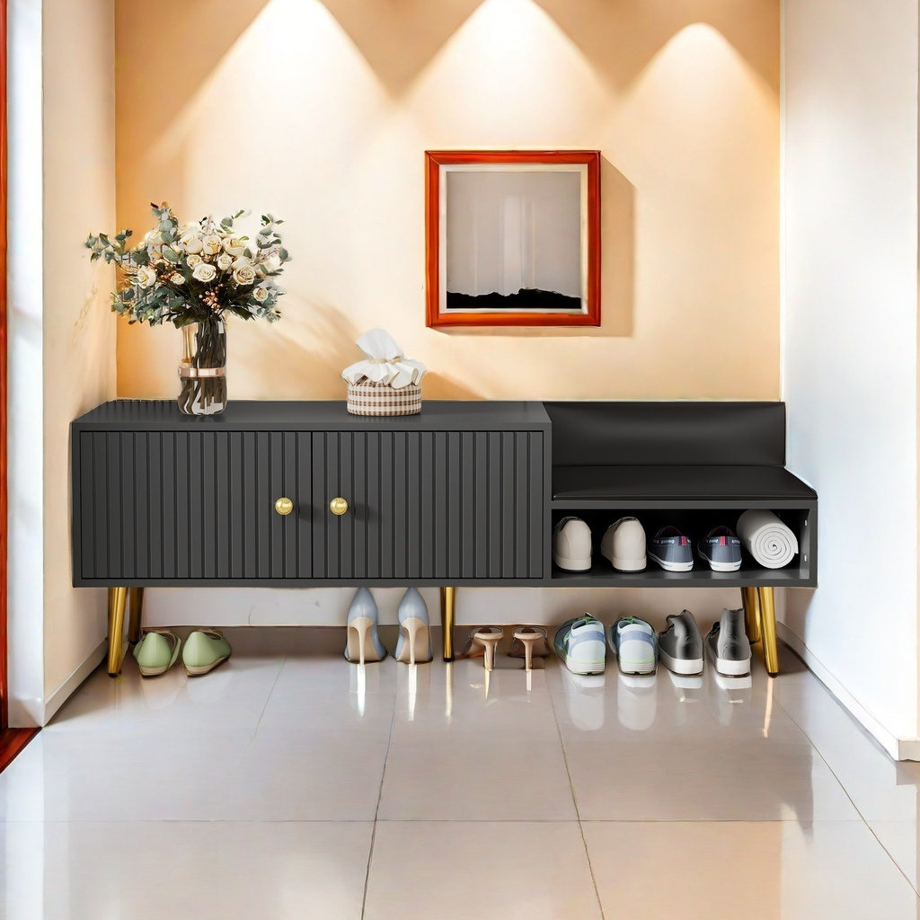 Rebrilliant Modern Shoe Storage Bench With Hidden Storage And