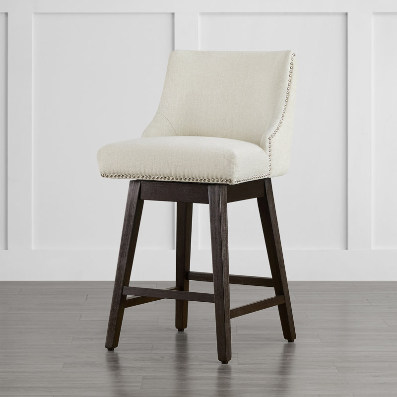 Shurma Swivel Upholstered Counter Stool, Beige
