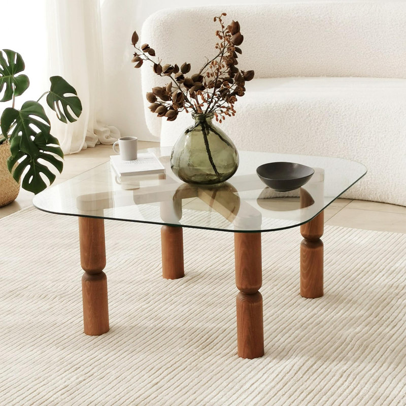 Glorias Coffee Table, Walnut/Transparent
