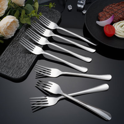 36-Piece Smooth Curved-Handle Stainless Steel Dinner Fork Set | Mirror-Polished Rust-Resistant & Dishwasher-Safe Forks for Everyday Family Dining, Parties & Casual Entertaining