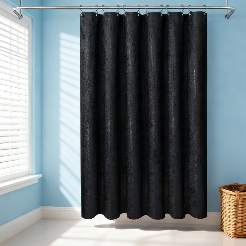 Ensemble de rideau de douche 3 en 1 tissé gaufré avec doublure et 12 crochets double face, rideau de bain en polyester épais pour une protection imperméable