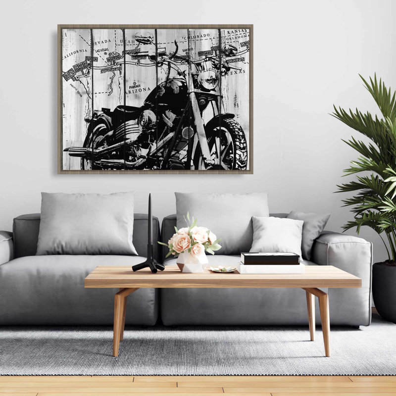 Moto grise et toile noire | Home Decor Man Cave Art