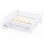 Grand lit au sol avec bibliothèques et tiroirs de rangement, lit en bois massif pour enfants avec de jolis escaliers et garde-corps, aucun sommier nécessaire, blanc-133246287-133246288