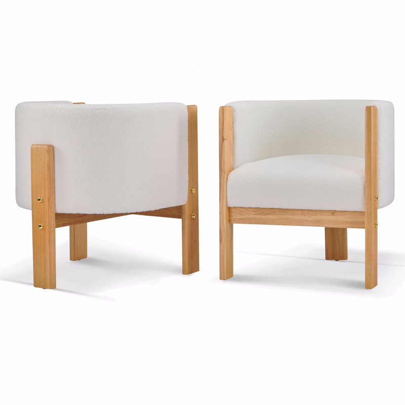 Ensemble de 2 chaises de salle à manger rembourrées, structure en bois de caoutchouc naturel et tissu bouclé, fauteuils modernes