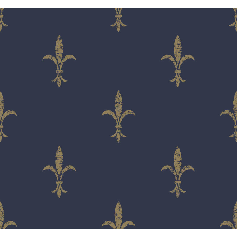 Rouleau de papier peint Simonyi Fleur De Lis L 27 pi x l 27 po, Lustré / crème