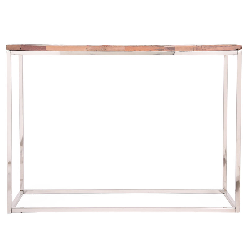 Console Table With Recycled Wood Top And Fashionable Stainless Steel Legs Elegance Style