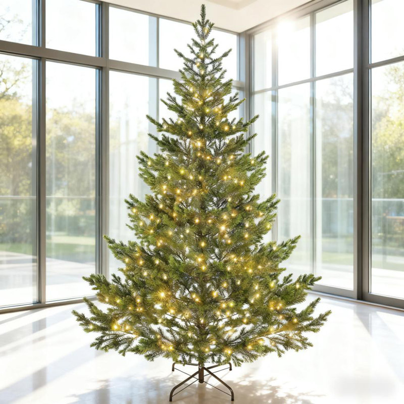 Arbre de Noël artificiel 7 pi avec base en acier et 4306 pointes, H 7 pi, Oui