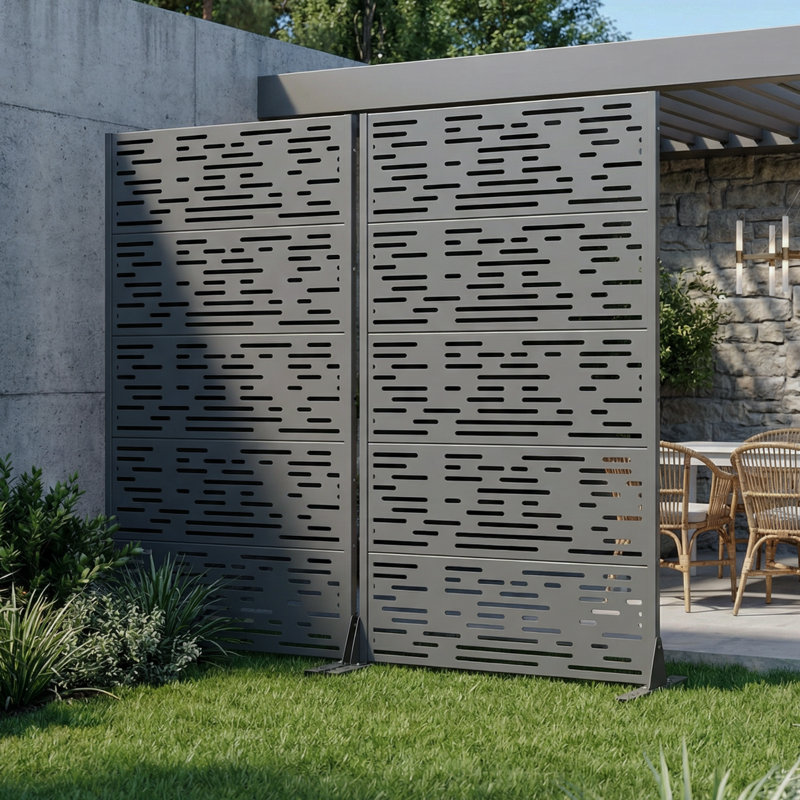Panneau de clôture en métal pour l'extérieur, H 72 po x l 35 po x P 16 po, Gris