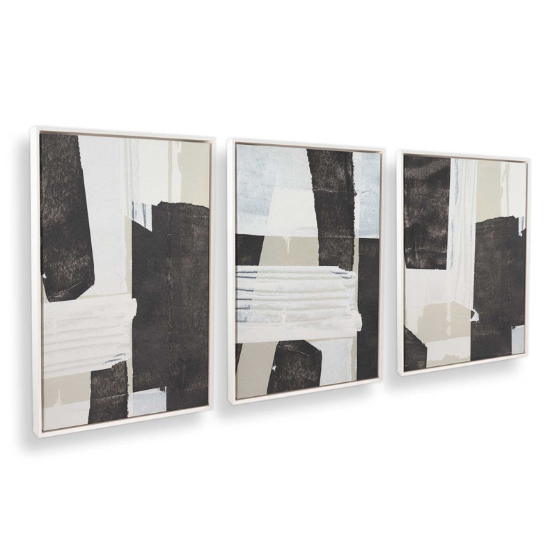 Ensemble de 3 éclats de contraste, H 31 po x l 63 po, Cadre flottant blanc opaque