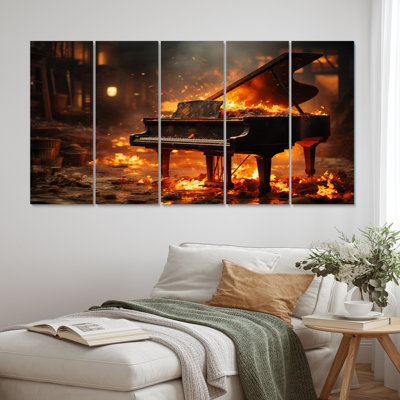 Orange Black Fire Piano Tools Music On Canvas 5 Pieces Print -  Winston Porter, 77BC177555964B9DB5B63B65AC7DBF5C