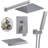 Male Npt Shower Faucet Set, Waterfall Shower System For Bathroom, High Pressure 10" Rain Shower Head And Handheld Shower Spray, Wall Mount Tub Faucet Shower Valve With Trim And Diverter, Brushed Nicke