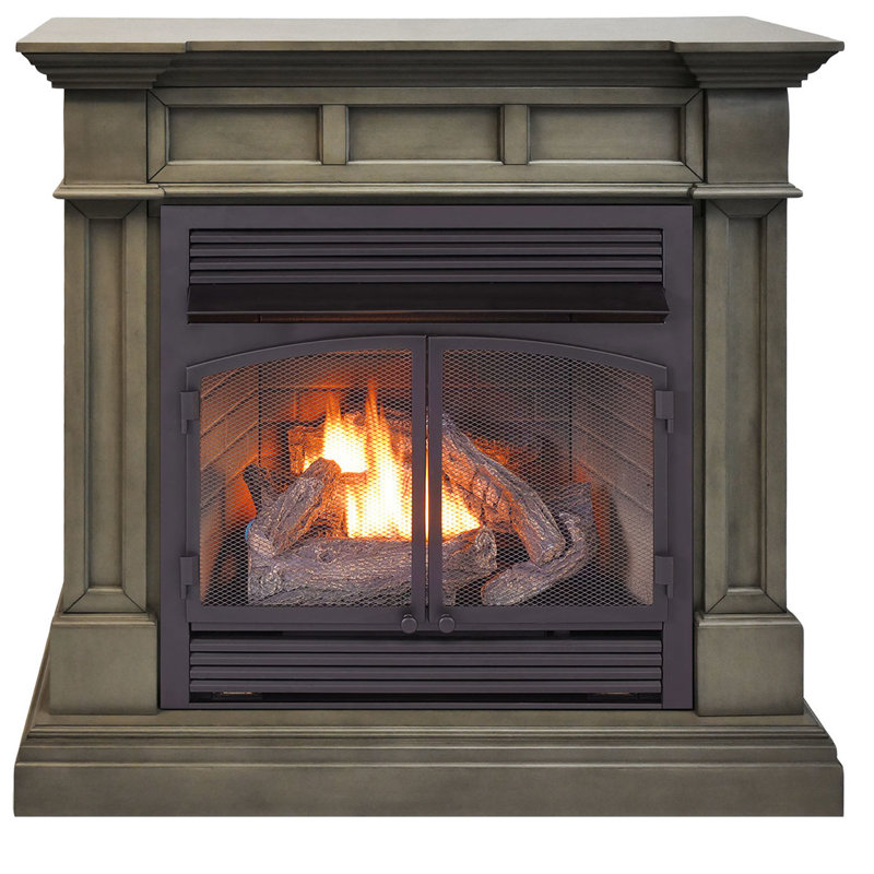 Duluth Forge Dual Fuel Ventless Gas Fireplace With Mantel, Walnut, No